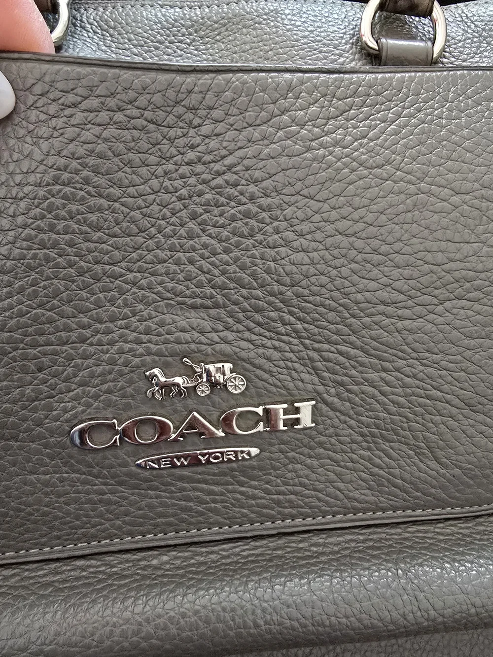 Coach Granite Grey Pebbled Leather Emma Satchel Bag & Matching Wallet Set